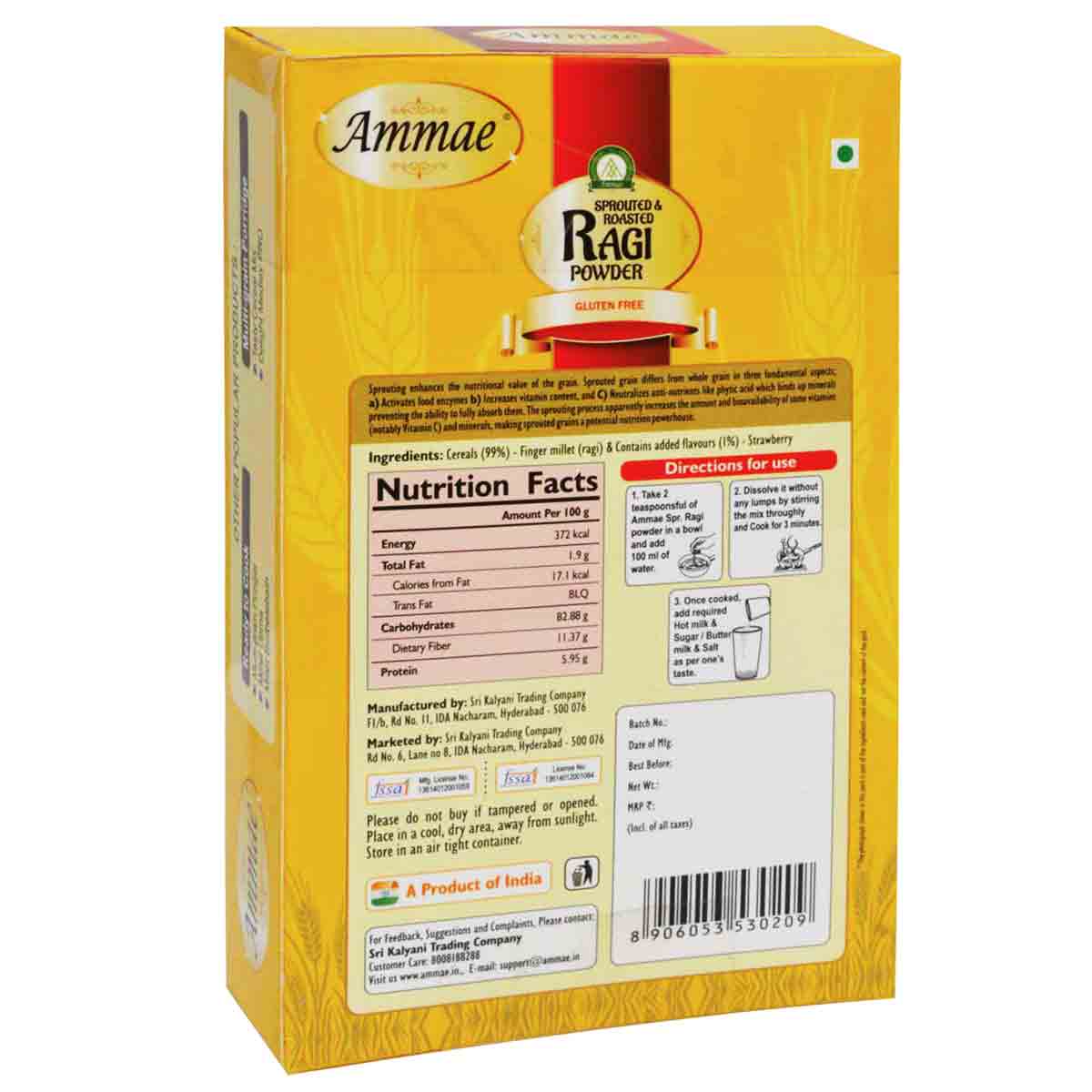 Ammae Sprouted Ragi Powder Strawberry Porridge | Malted Drink Mix - Ammae Foods India