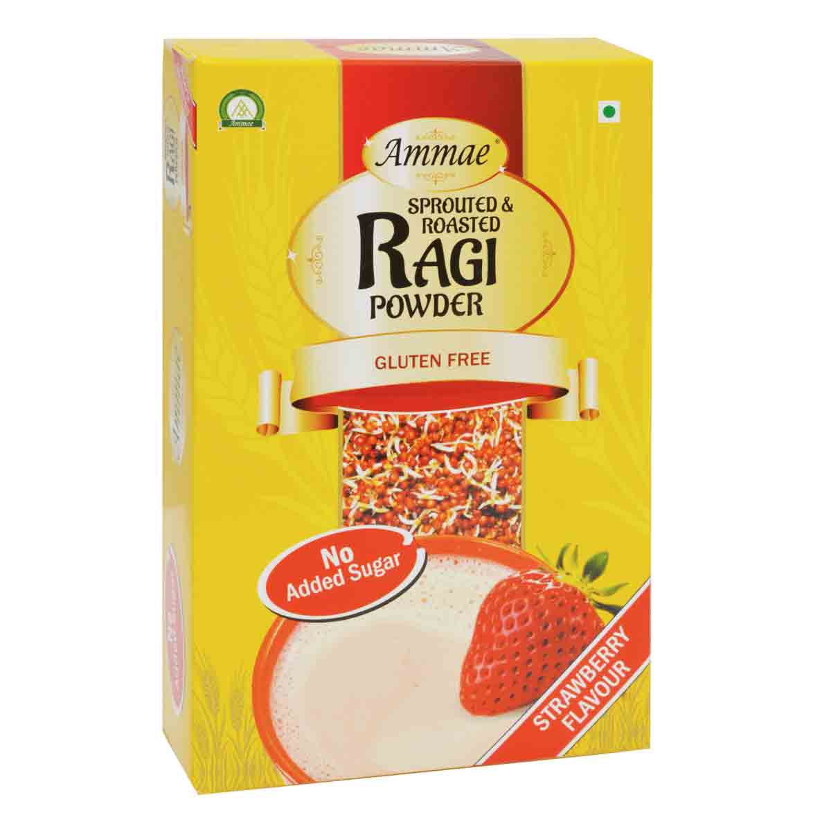 Ammae Sprouted Ragi Powder Strawberry Porridge | Malted Drink Mix - Ammae Foods India