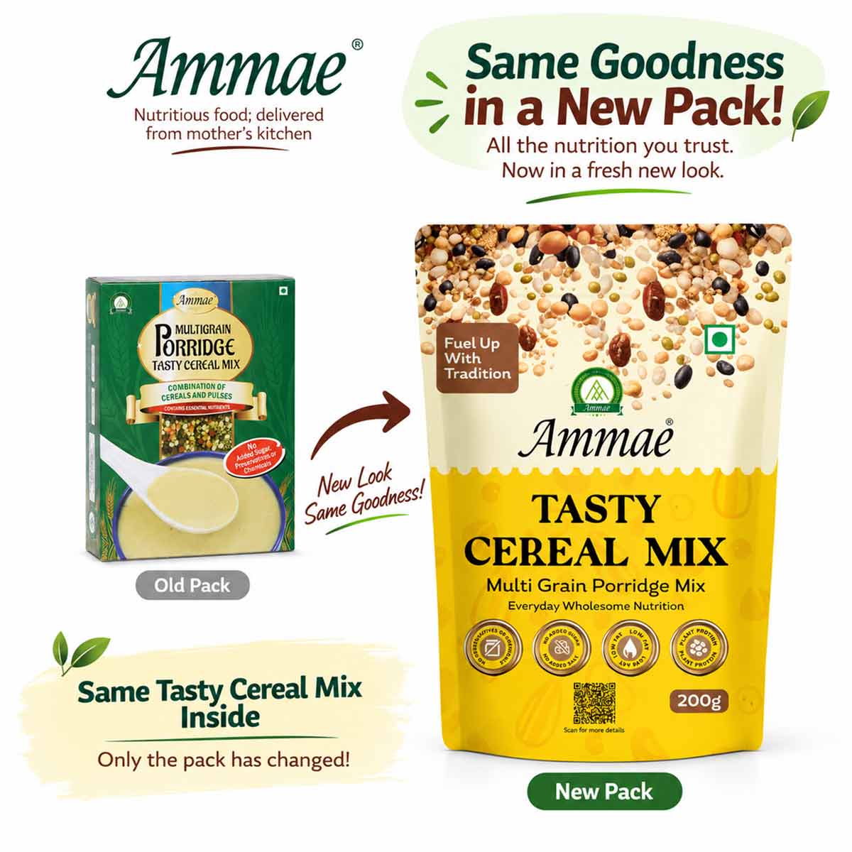 Ammae Multigrain Porridge Mix Powder | Tasty Cereal Mix for adults - Ammae Foods India